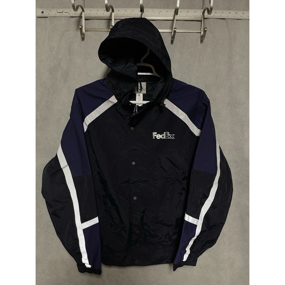 NWOT Fedex Jacket Men XL Windbreaker Hood Rain Mesh Lined Uniform Utility Zip